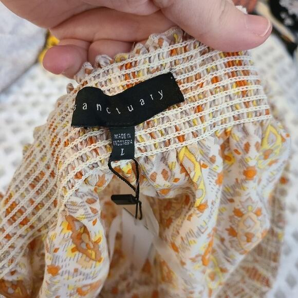 Sanctuary Dress Size Latge Elle Boho Dress Orange & Cream Print - Picture 10 of 12